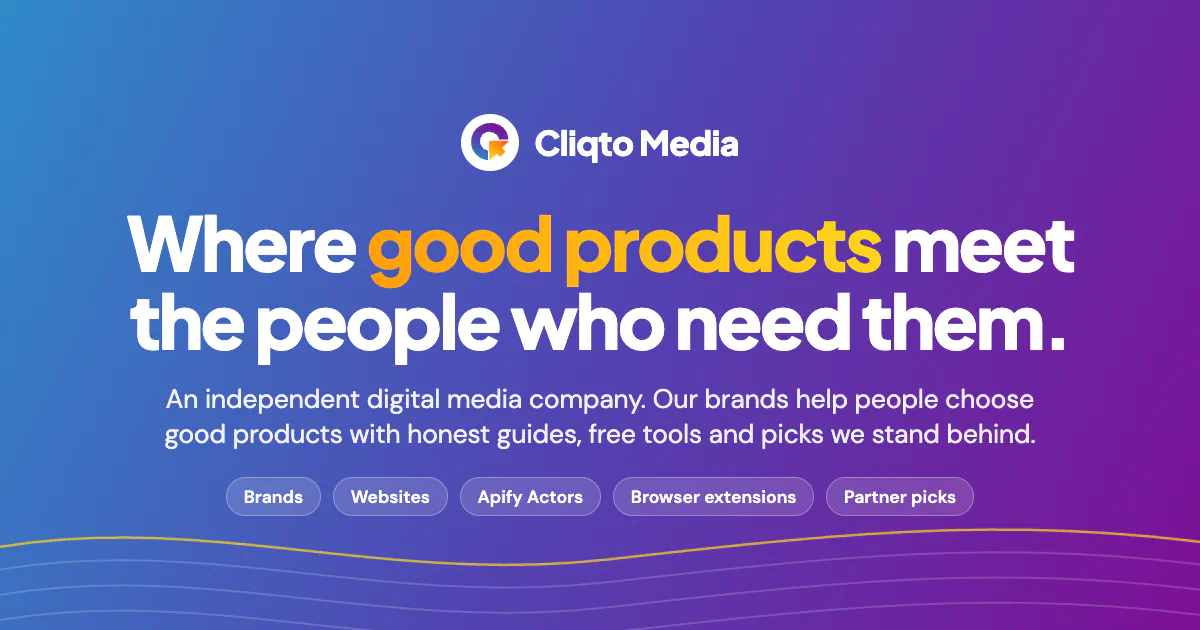 Cliqto Media banner: Where good products meet the people who need them, on a blue to purple gradient